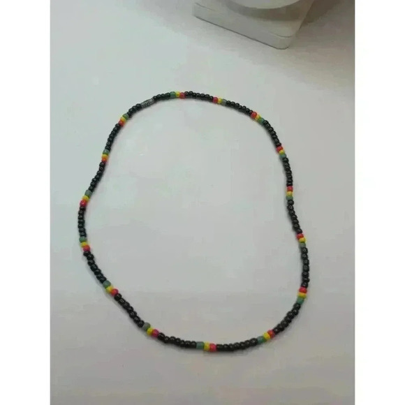 🖤 Rasta Reggae Colors Seed Bead Necklace/Choker 💚 - Picture 4 of 5